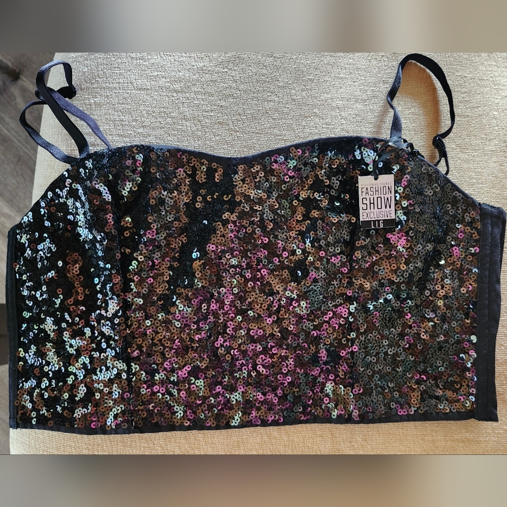 Sequin Crop Top - Black